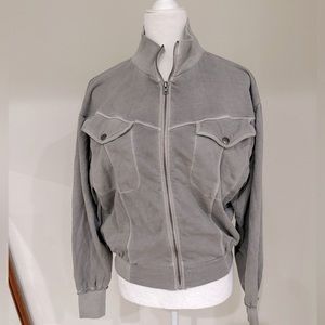 Grey State Washed Devon Zip-Up - Silver Sconce